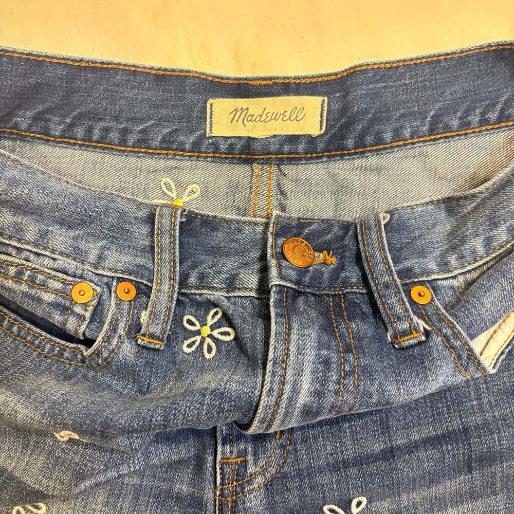 Madewell The Perfect Jean Short Daisy Embroidered Denim Shorts Size 27 - Picture 5 of 5
